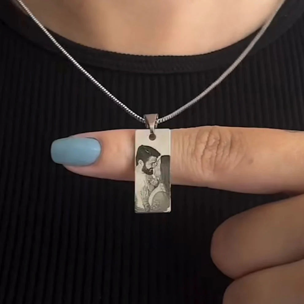 Personalized Photo Engraved Necklace (Eye/Half Face)
